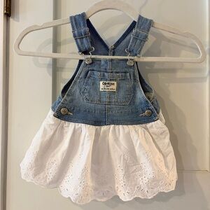 Oshkosh denim bib dress with white eyelits siz 6month